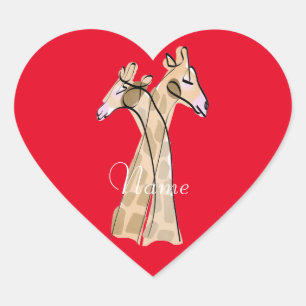 Sticker Cœur Cute Giraffe Couple Thunder_Cove