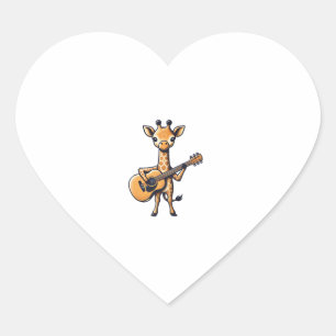 Sticker Cœur Cute Giraffe Jouer Guitare Giraffes Musicien Musi