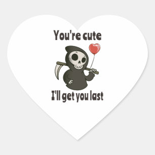 Sticker Cœur Cute Grim Reaper avec coeur romantique