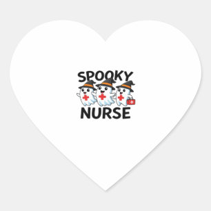 Sticker Cœur Cute Halloween Nurse Ghosts Cartoon classique T-Sh