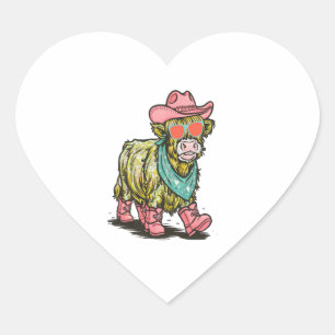 Sticker Cœur Cute Highland Cow Png, Ouest