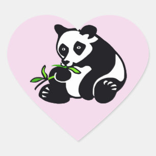 Sticker Cœur Cute I love PANDAS -Amoureux des animaux - Faune -