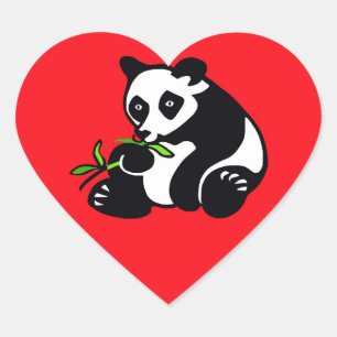 Sticker Cœur Cute I love PANDAS -Amoureux des animaux - Faune -