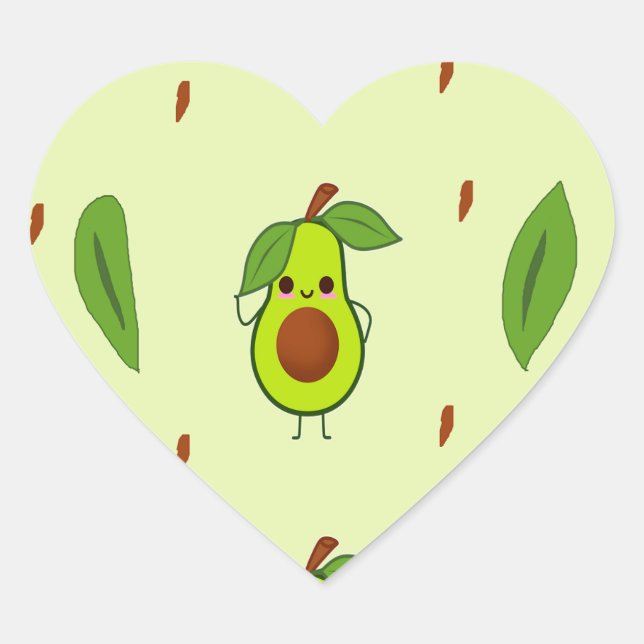 Sticker Cœur Cute kawaii avocado (Devant)