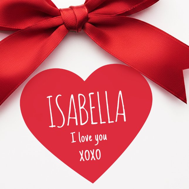 Sticker Cœur Cute Love Heart Custom Text Name Modern Valentine (Créateur téléchargé)