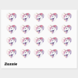 Sticker Cœur Cute Magique Unicorne