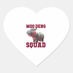 Sticker Cœur Cute MOO DENG SQUAD Baby Hippo Team Cheer Girls Te