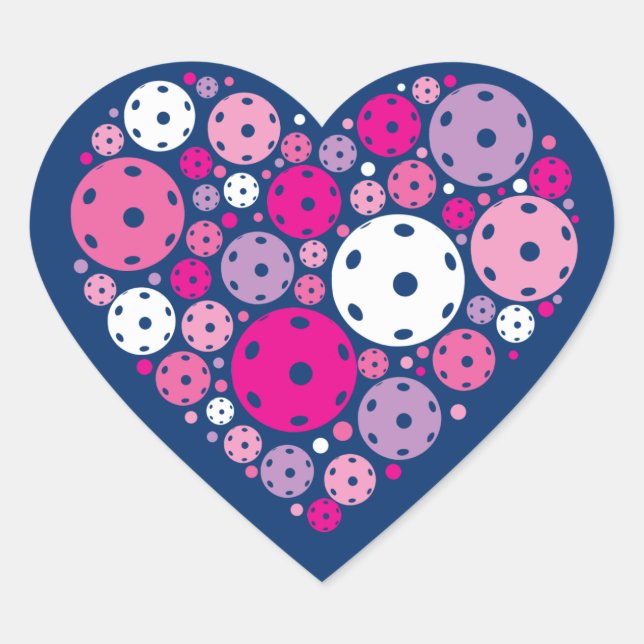Sticker Cœur Cute Pickleball 💘 Valentine, arrière - plan perso (Devant)