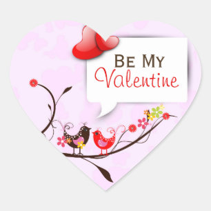 Sticker Cœur Cute Rose Brown & Rouge Valentines Inséparables