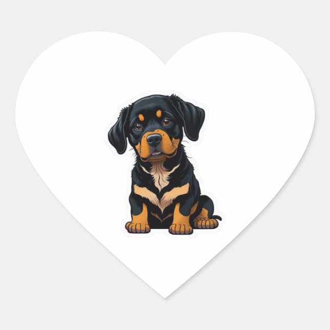 Sticker Cœur Cute Rottweiler - Cadeaux pour les propriétaires d (Devant)