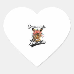 Sticker Cœur Cute Savannah Mama Flower Graphic Kitten Amoureux