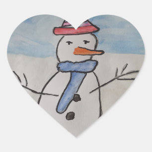 Sticker Cœur Cute Snowman