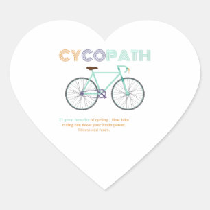 Sticker Cœur Cycopath amusant cyclisme pour cyclistes et cyclis