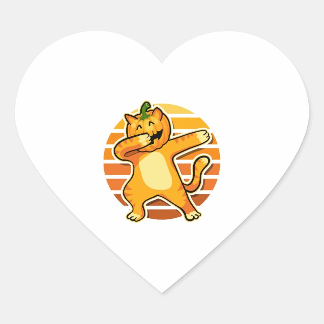 Sticker Cœur Dabbing Chat Citrouille Halloween Danseuse (Devant)