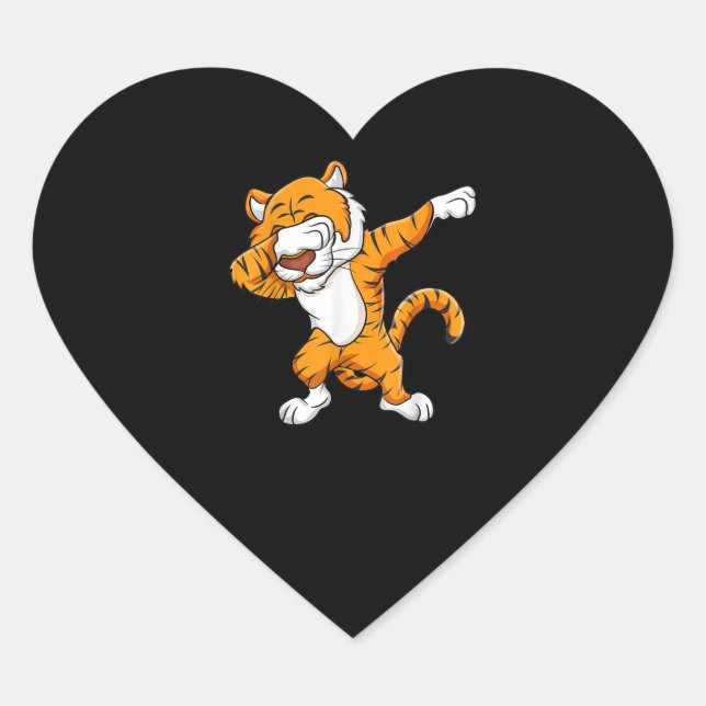 Sticker Cœur Dabbing Tiger Squad Football Mascot Dabny Dab (Devant)