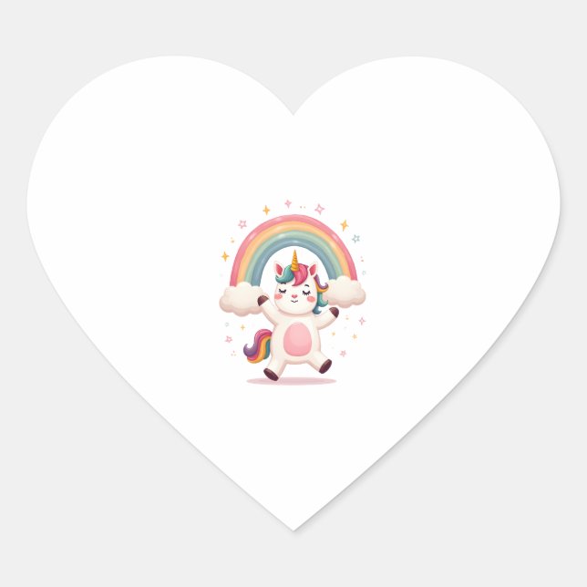 Sticker Cœur Dabbing Unicorn T Shirt - Funny Dab Dance Rainbow  (Devant)