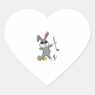 Sticker Cœur Dabing Pâques Golf Lapin Pâques Coupe de lapin de 