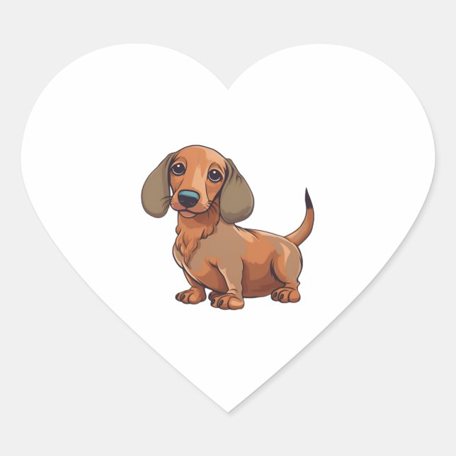 Sticker Cœur Dachshund Chien mignonne (Devant)