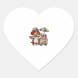 Sticker Cœur Dachshund Doxie Doxie Saucisse Hotdog Sandwich