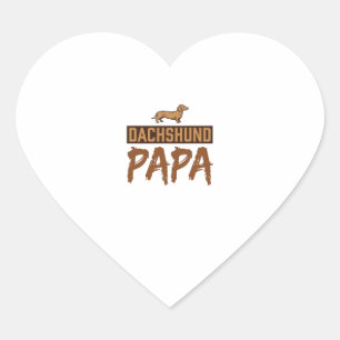Sticker Cœur Dachshund Papa Gravure Vintage Dessin Papa Chien D