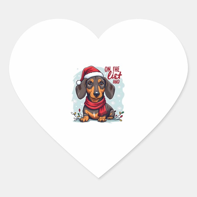 Sticker Cœur Dachshund Santa On The Naughty List Dachshund Chri (Devant)