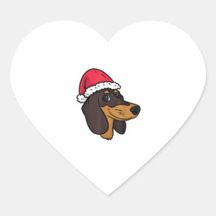 Sticker Cœur Dachshund Weiner Chien Père Noël Noël