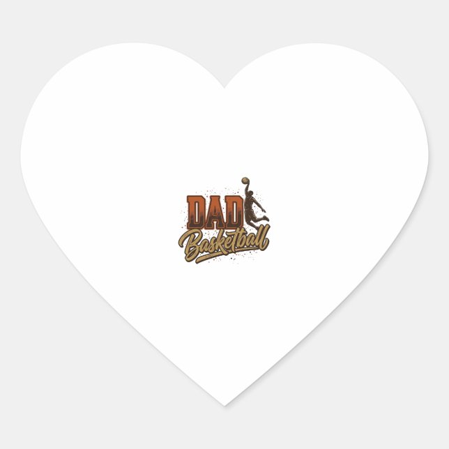 Sticker Cœur Dad Basketball Vintage Engraving Shirt Design_1 (Devant)