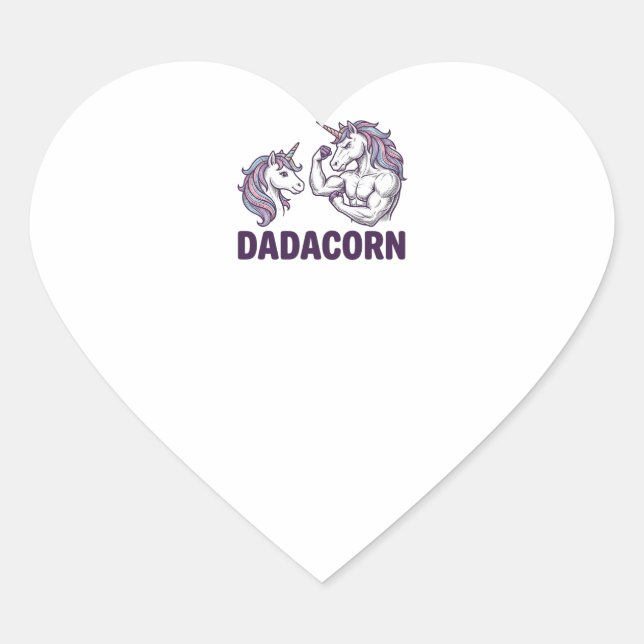 Sticker Cœur Dadacorn Funny Unicorn Dad Vector Shirt Design_1 (Devant)