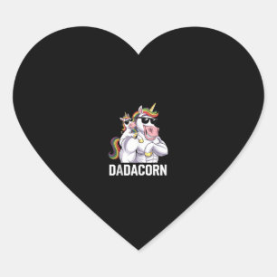 Sticker Cœur Dadacorn Licorne Papa Fête des Pères Drôle Arc-en-