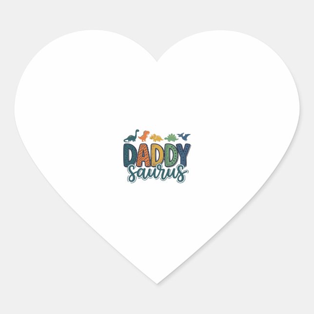 Sticker Cœur Daddy Saurus Conception de vecteur de papa dinosau (Devant)