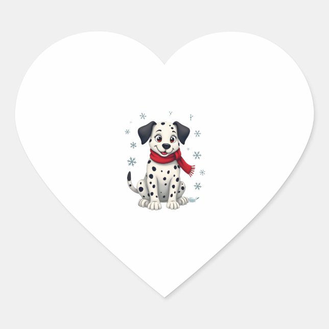 Sticker Cœur Dalmatie Snowy Fun (Devant)