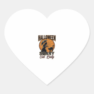 Sticker Cœur Dame de chat effrayante Halloween Sorcière Web Vin