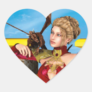 Sticker Cœur Dame Dragon