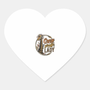 Sticker Cœur Dame girafe folle design de t-shirt avec gravure v