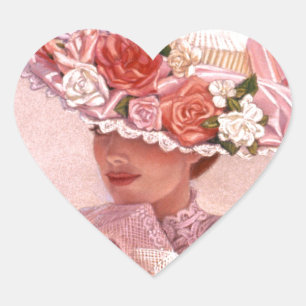 Sticker Cœur Dame victorienne romantique