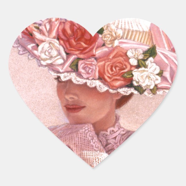 Sticker Cœur Dame victorienne romantique (Devant)
