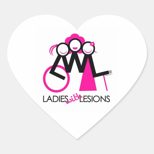 Sticker Cœur Dames avec des lésions (Devant)