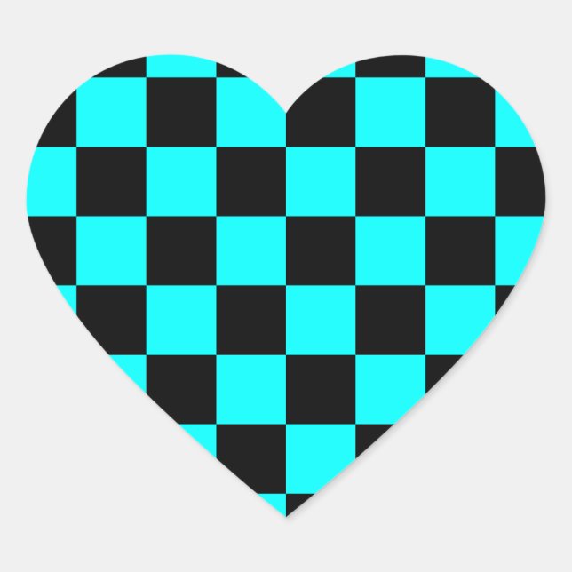 Sticker Cœur Damier Rockabilly (Devant)