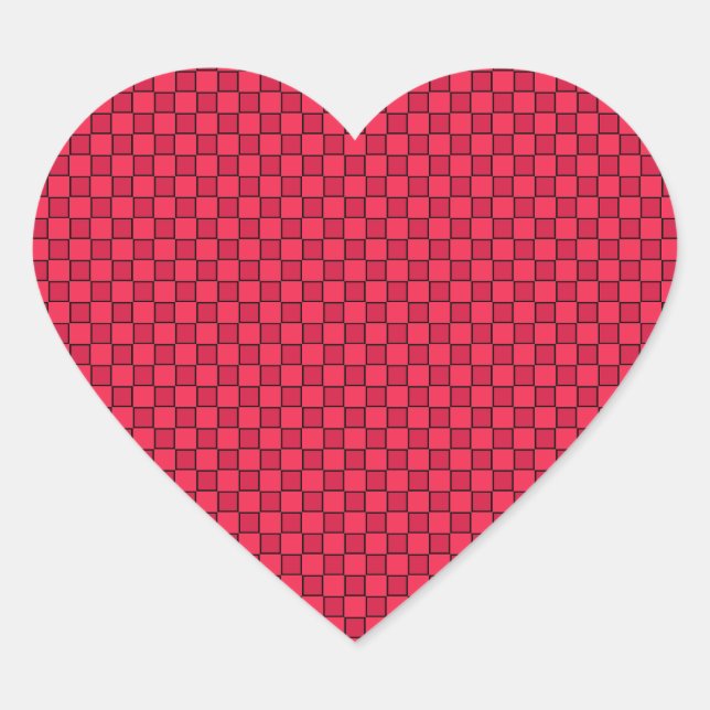 Sticker Cœur Damier rouge noir (Devant)