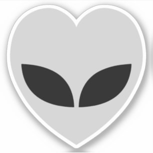 Sticker Coeur d'amour Alien gris