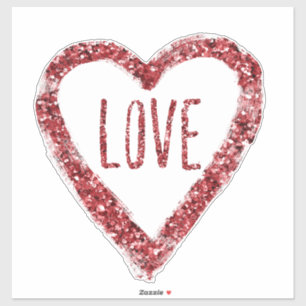 Sticker Coeur d'amour Parties scintillant rouge