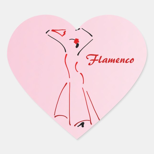 Sticker Cœur Danseur de flamenco avec texte personnalisable (Devant)