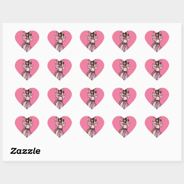 Sticker Cœur Danseur du ventre rose Saint Valentin Coeur (Feuille)