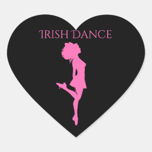 Sticker Cœur Danseur irlandais hard Shoe noir et rose Danse