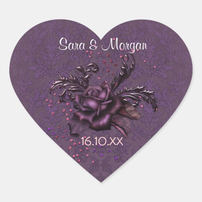 Sticker Cœur Dark Romance Rose 2 sceau Mariage (Devant)