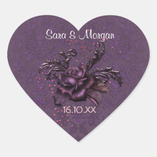 Sticker Cœur Dark Romance Rose 2 sceau Mariage