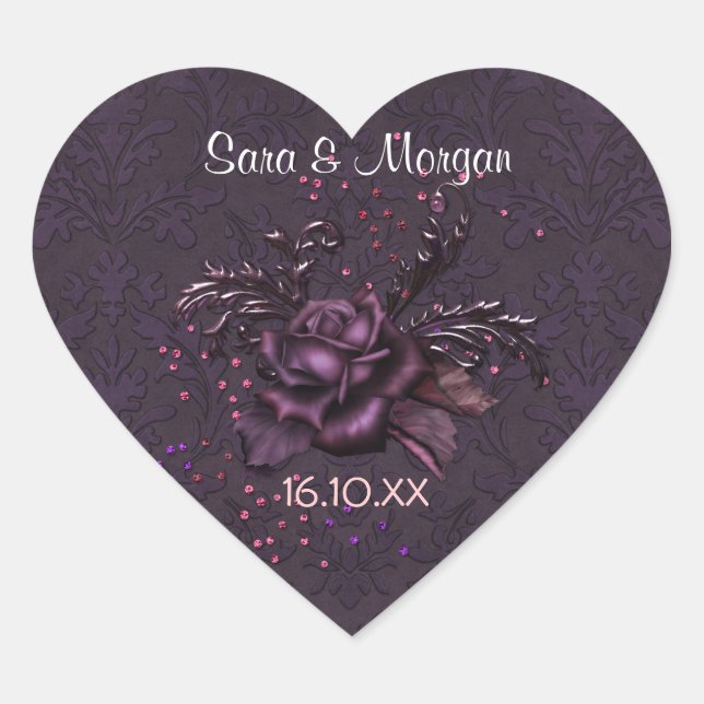 Sticker Cœur Dark Romance Rose 2b Mariage Seal (Devant)