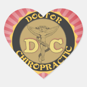 STICKER CŒUR DC LOGO DOCTEUR CHIROPRACTIQUE CADUCEUS