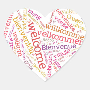 Sticker Coeur de bienvenue (plusieurs langues)