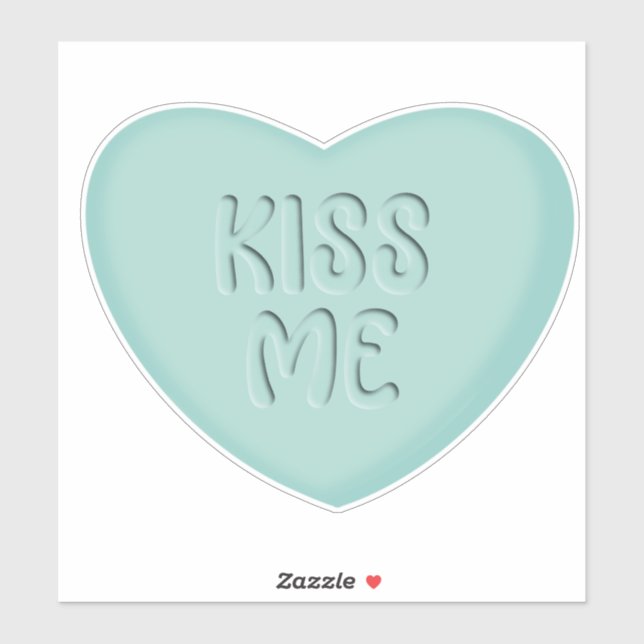 Sticker Coeur de bonbons Turquoise Kiss Me (Feuille)